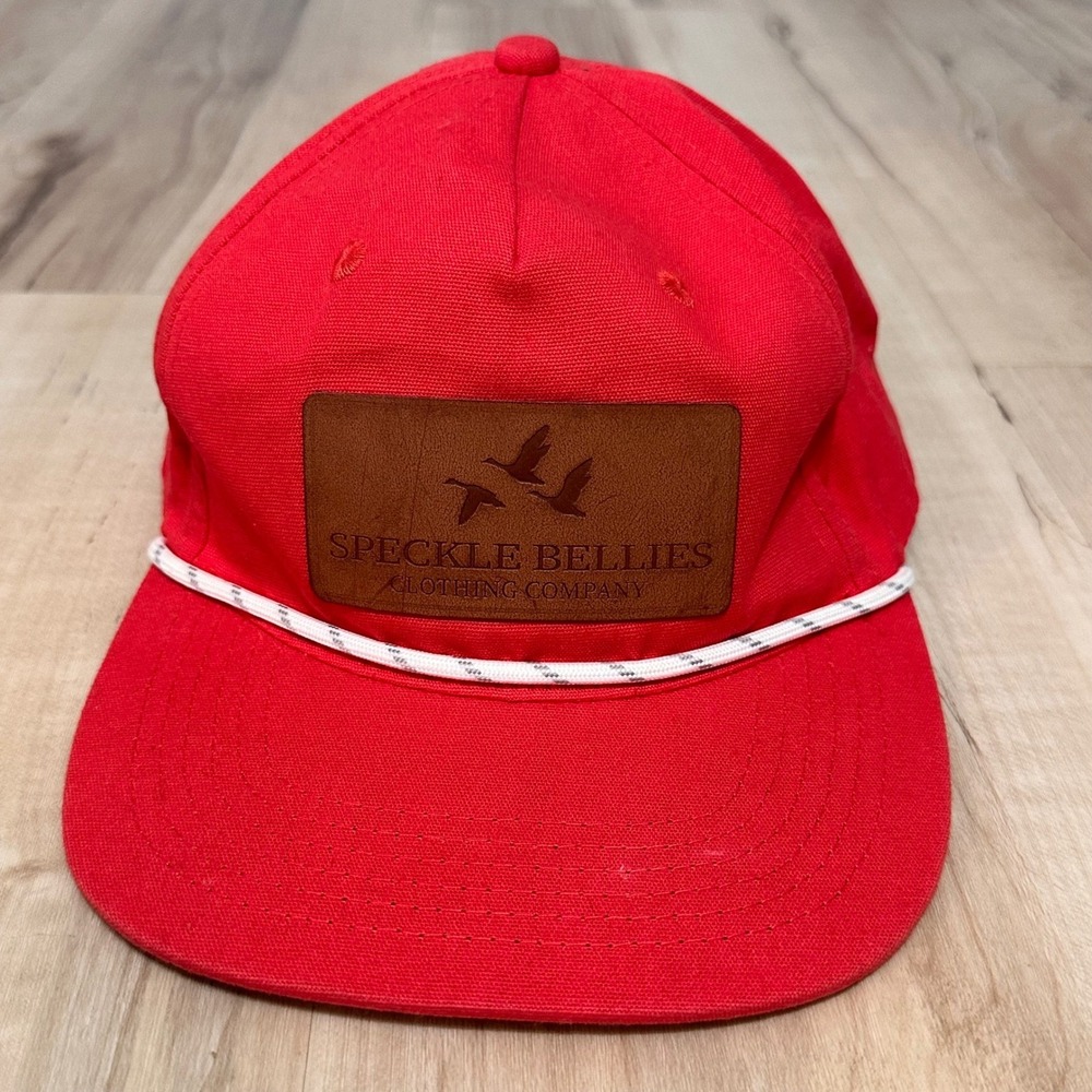 Speckle Bellies Clothing Company 5 panel rope hat Leather Logo Plate